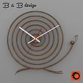 Unique Spiral Design Copper Metal Wall Clock With Concentric Circles And Decorative Stand