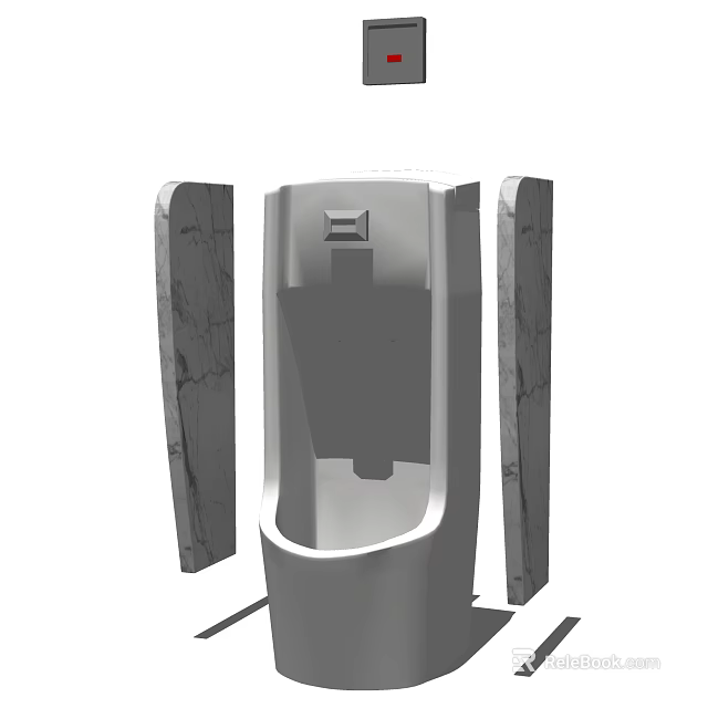 Modern White Urinal Design With Marble Side Panels For Bathroom 3d model 
