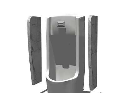 Modern White Urinal Design With Marble Side Panels For Bathroom 3d model