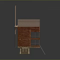 Wooden Windmill Model With Red Brick Walls And Rotating Blades Structure
