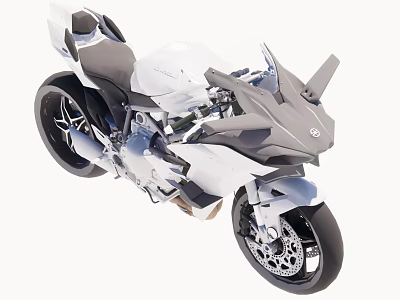 Silver and Gray Modern Sporty Motorcycle With Comfortable Seat And Stylish Wheels 3d model