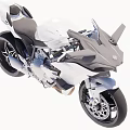 Silver and Gray Modern Sporty Motorcycle With Comfortable Seat And Stylish Wheels