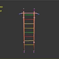 Sturdy Orange Metal Ladder With Black Rungs And Support Frame