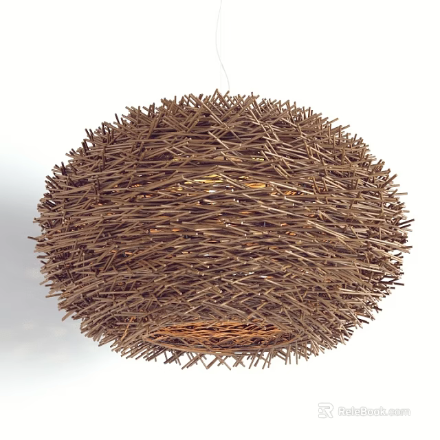 Handcrafted Natural Brown Twig Irregular Pendant Light For Modern Home Decor 3d model 