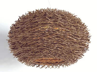 Handcrafted Natural Brown Twig Irregular Pendant Light For Modern Home Decor 3d model