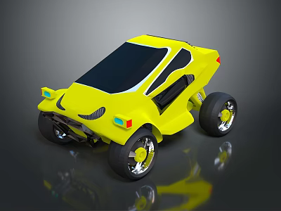 Yellow Futuristic Concept Car With Unique Design Black Glass Windows And Stylish Wheels 3d model
