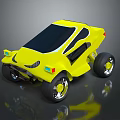 Yellow Futuristic Concept Car With Unique Design Black Glass Windows And Stylish Wheels