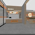 Modern Restaurant Interior With Service Counter Wooden Tables And Warm Pendant Lights