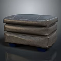 Comfortable Leather Ottoman With Stitched Details And Blue Legs Modern Stylish Design