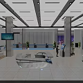 Modern Government Service Center Hall With Service Counter Information Displays And Seating Area