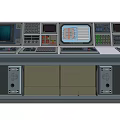 Industrial Control Console With Multiple Displays Control Panels Buttons And Interface 3d model
