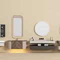 Modern Bathroom Vanity Set With Various Mirrors Sinks And Cabinets 3d model