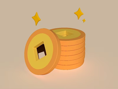 Decorative Stacked Circular Ornament Set with Yellow Stars and Square Holes 3d model