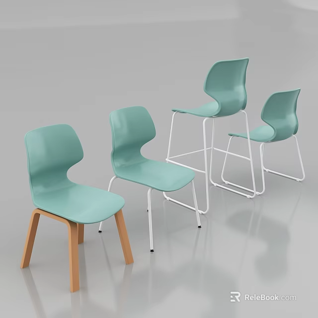 Modern Light Green Leisure Chairs With Curved Backrest Wooden And Metal Legs Minimalist Design 3d model 