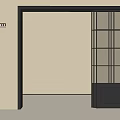 Poliform Modern Door Featuring Black Frame And Grid Design In Open State 3d model