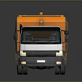 Orange Garbage Collection Functional Vehicle with White Cab Compression System and Six Wheels