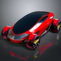 Futuristic Red Concept Car With Sleek Design Black Roof And Large Wheels