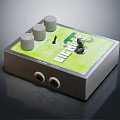 Commercial Audio Effects Pedal With Gray Enclosure Green Panel BIG MUFF Logo Knobs And Ports 3d model