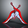 Unique Red And White Weapon With Distinctive Wing Like Structure And Sharp Edges 3d model