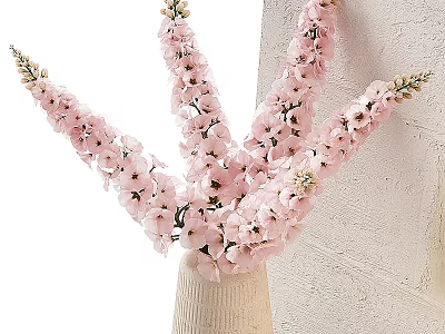 Elegant Pink Flower Arrangement In Beige Vase 3d model