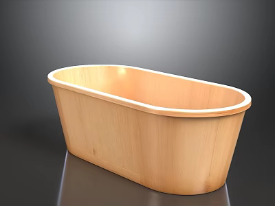 Oval Shaped Wooden Bathtub With Natural Wood Texture In Modern Setting 3d model