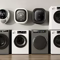 Modern Wall Mounted and Front Loading Washing Machines in White and Gray Design