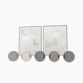 Minimalist Abstract Painting With Geometric Shapes And Textured White Framed Design