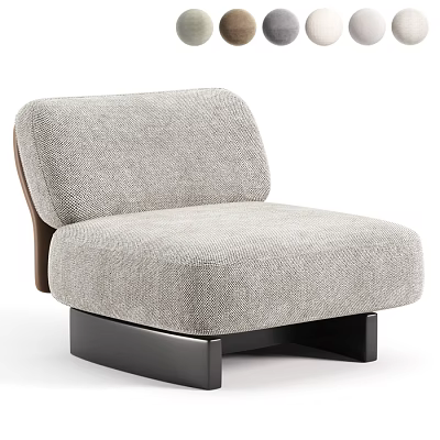 Modern Light Gray Fabric Single Sofa With Brown Armrest And Black Base 3d model