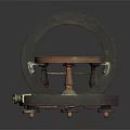 Antique Scientific Instrument With Circular Brass Frame Dial And Gear Base 3d model