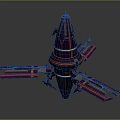 Futuristic Purple And Pink Spaceship Model With Geometric Wings And Metallic Finish