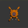 Orange Mechanical Robot With Multiple Legs And Cannons On Body Design