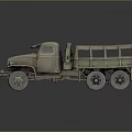 Functional Vintage Military Truck With Open Cargo Bed And Multi Wheel Setup