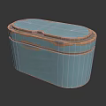 Blue Decorative Storage Box With Orange Edge Lid For Home Organizing