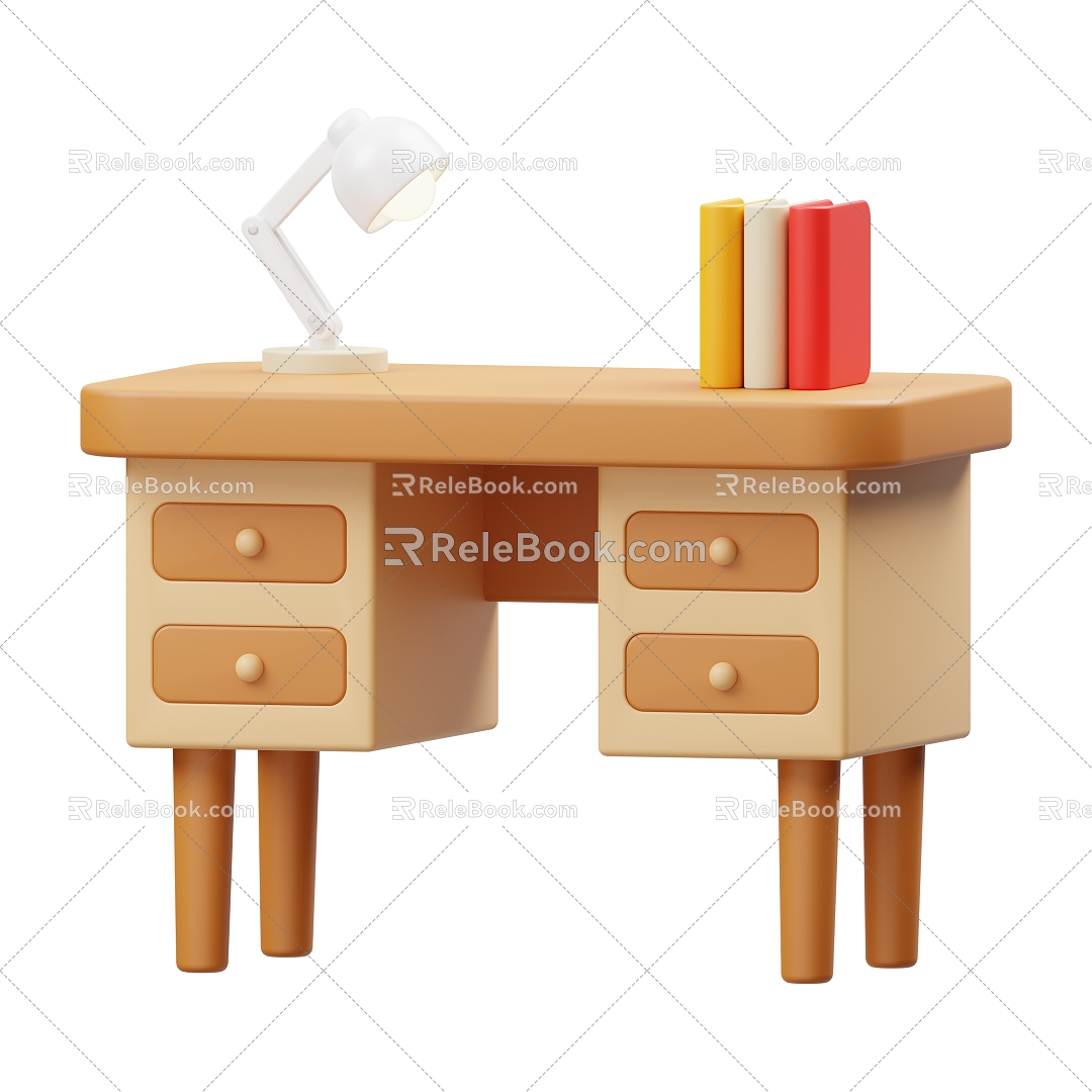 Desk Study Table Children's Table Cartoon Desk 3d model