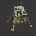 Lunar Module Model Featuring Landing Legs Reflective Surface And Golden Components