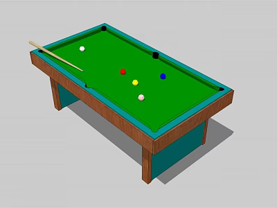 Billiard Table Sports Equipment With Green Felt Surface And Pool Balls Cue Stick 3d model