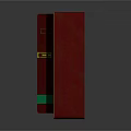 Three Red Objects With Yellow Trim Green Labels And Colorful Panels On Shiny Surface