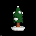 Green Tree with Brown Trunk and White Snowballs on White Snow Base Decoration