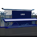 Chinese Style Photo Check In Spot With Blue Booth Traditional Roof And Mountain Patterns