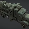 Vintage Green Military Style Truck with Rugged Mechanical Parts and Heavy Duty Tires
