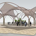 Modern tensioned membrane landscape gallery frame tension membrane structure shaped modeling 3d model