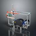Industrial Mechanical Equipment With Metal Frame Orange Pipes And Blue Control Panel