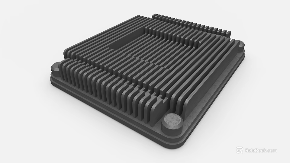 Industrial Equipment Heat Sink With Aluminum Fin Structure And Mounting Holes 3d model 