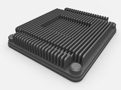 Industrial Equipment Heat Sink With Aluminum Fin Structure And Mounting Holes 3d model