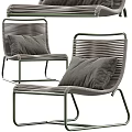 Stylish Woven Leisure Chairs with Green Metal Frame and Gray Comfortable Cushions for Outdoor Use