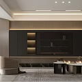 Modern Living Dining Room Interior With Stone Wall Sofa Pillows And Lighting Strips