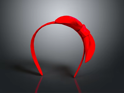 Chic Red Headband With Decorative Bow And Smooth Finish For Fashionable Outfits 3d model