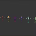 Multiple Men In Different Attires With Arms Outstretched On Gray Reflective Floor