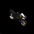 Modern Black Sports Motorcycle with Gold Wheels Streamlined Design and Windshield