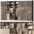 Modern Walk in Closet Design With Hanging Clothes Shelves And Shoe Storage